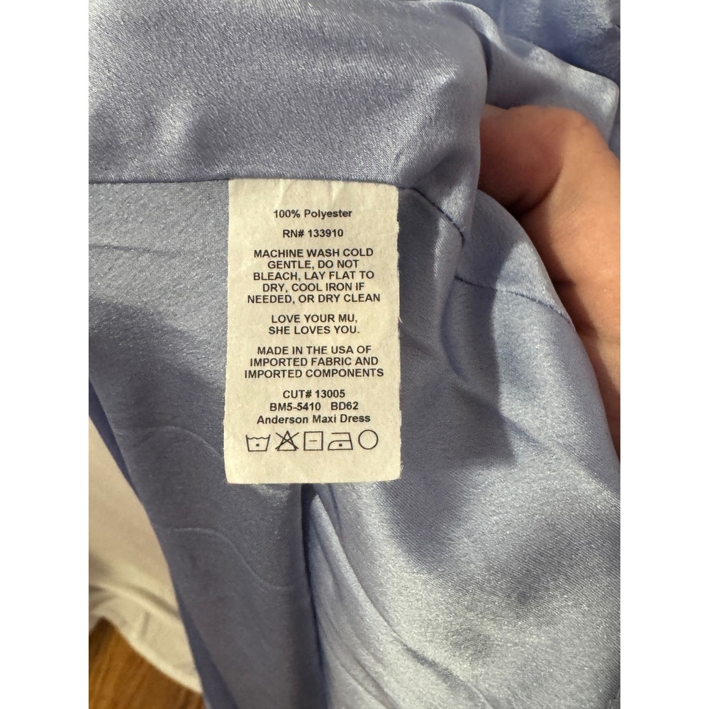 Show Me Your Mumu Anderson Maxi Dress Womens L Light Blue Satin Bridesmaid NWOT - Picture 4 of 8